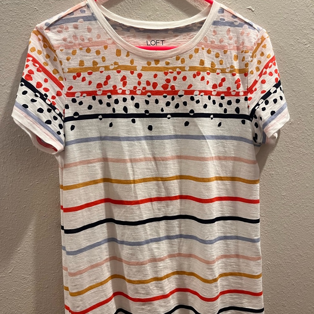 LOFT Vibrant Striped Tee with Dot Accents